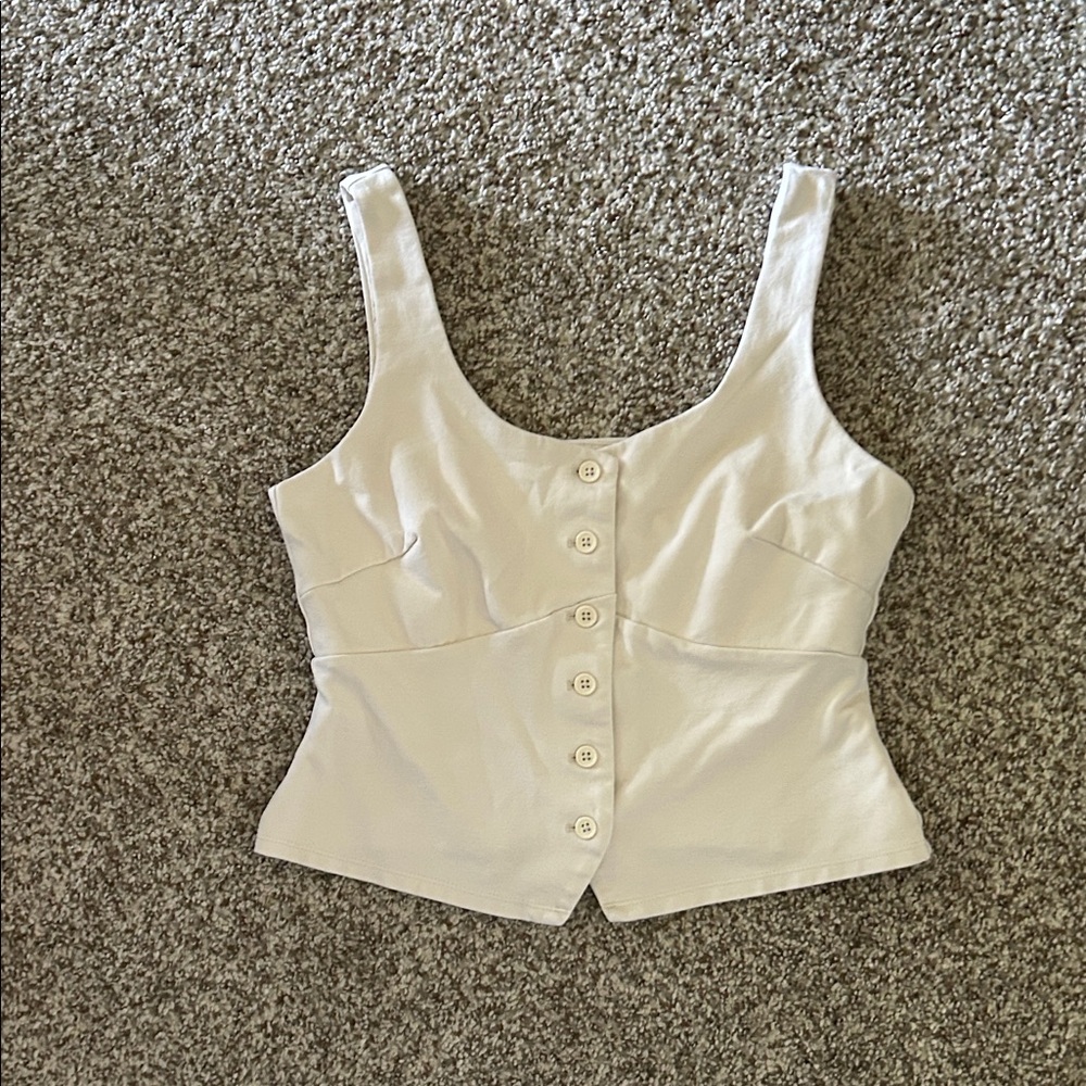 a new day Cream Button-Front Sleeveless Top